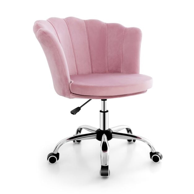 Bürostuhl Samt, höhenverstellbar, drehbar, Rosa