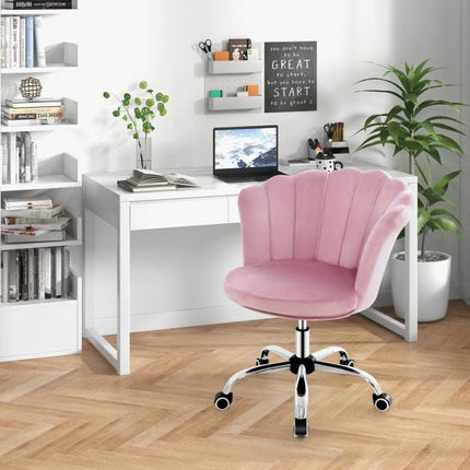 Bürostuhl Samt, höhenverstellbar, drehbar, Rosa