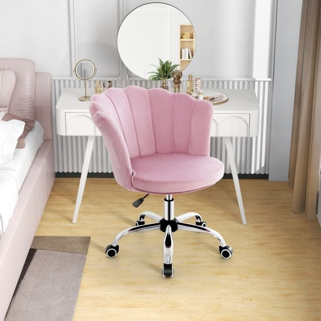 Bürostuhl Samt, höhenverstellbar, drehbar, Rosa
