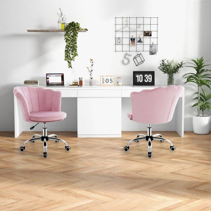 Bürostuhl Samt, höhenverstellbar, drehbar, Rosa