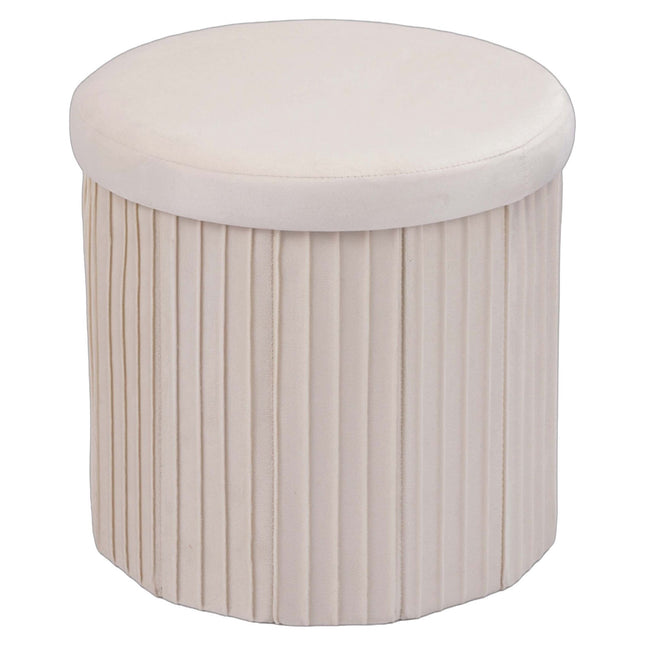 Velvet Storage Ottoman, Foldable Padded Seat