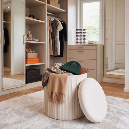 Velvet Storage Ottoman, Foldable Padded Seat