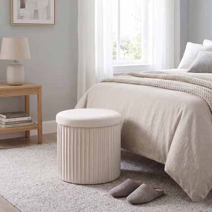 Velvet Storage Ottoman, Foldable Padded Seat
