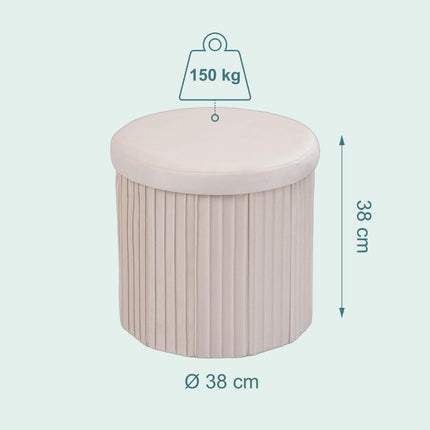 Velvet Storage Ottoman, Foldable Padded Seat