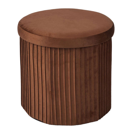 Velvet Storage Stool, Chocolate Brown, 38x38 cm