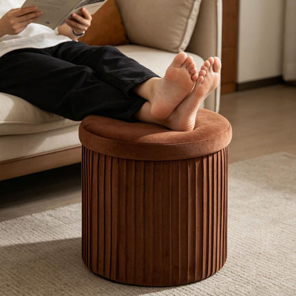 Velvet Storage Stool, Chocolate Brown, 38x38 cm