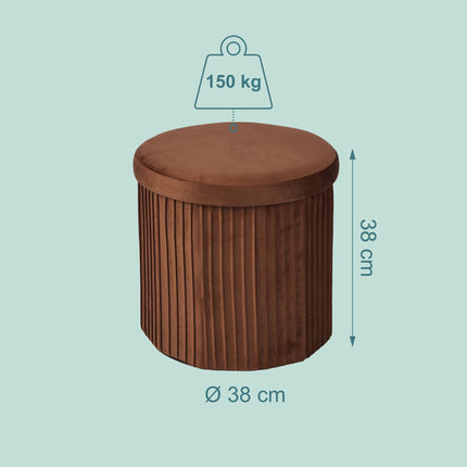 Velvet Storage Stool, Chocolate Brown, 38x38 cm