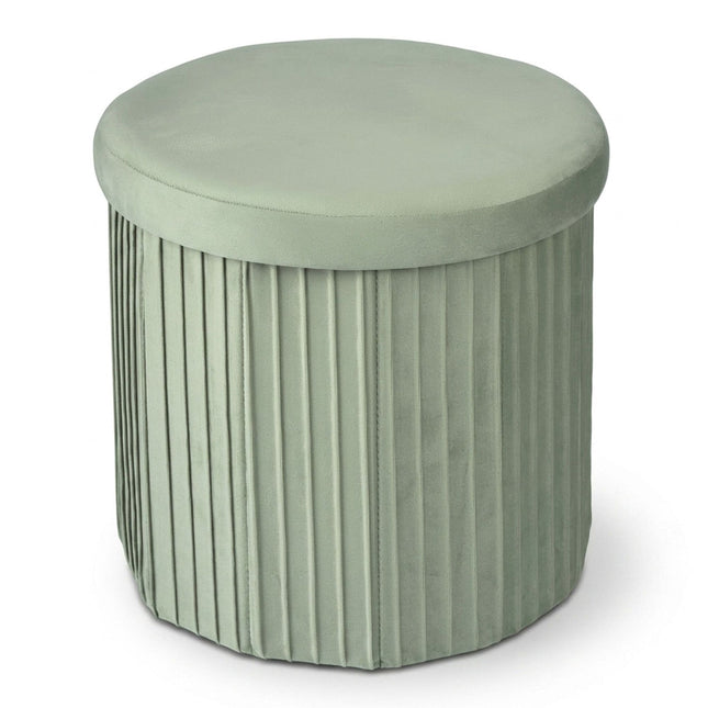 Velvet Storage Stool, Sage – 38x38 cm, Upholstered