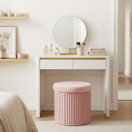 Velvet Storage Stool with Padded Seat, 38x38 cm