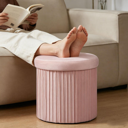 Velvet Storage Stool with Padded Seat, 38x38 cm