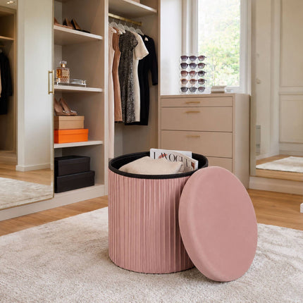 Velvet Storage Stool with Padded Seat, 38x38 cm