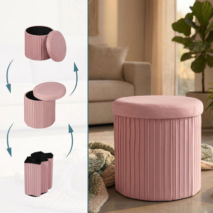 Velvet Storage Stool with Padded Seat, 38x38 cm
