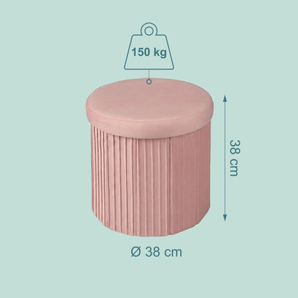 Velvet Storage Stool with Padded Seat, 38x38 cm