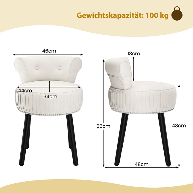 Velvet Vanity Chair with Tufted Backrest, White
