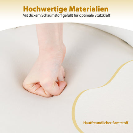 Samt-Schminktischhocker mit getufteter Rückenlehne, weiß