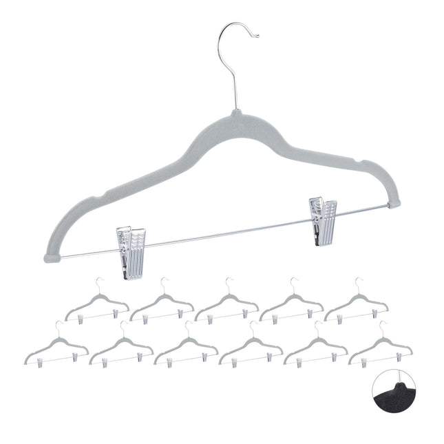 Velvet hanger with clips set of 12