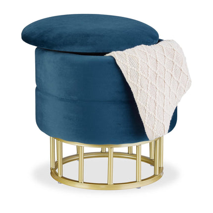 Velvet pouffe with storage space