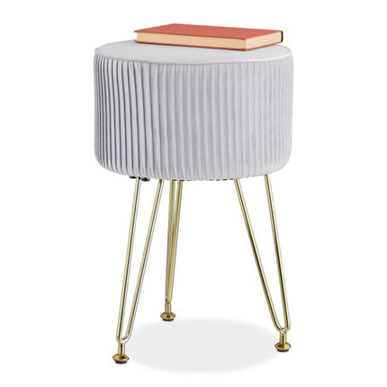 Tabouret en velours avec pieds dorés