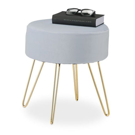 Velvet stool with gold legs