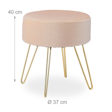 Samthocker mit goldenen Beinen