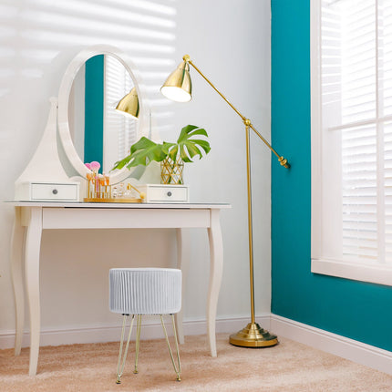 Tabouret en velours avec pieds dorés