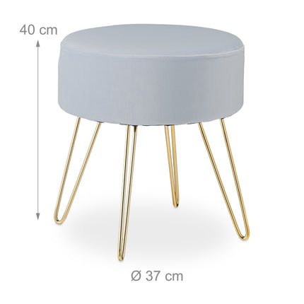 Velvet stool with gold legs