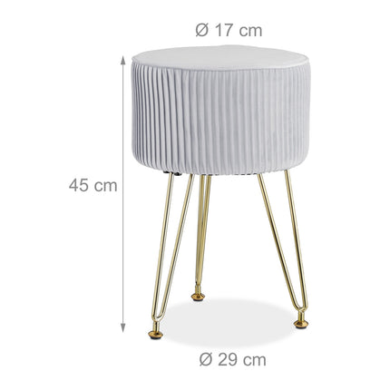 Tabouret en velours avec pieds dorés