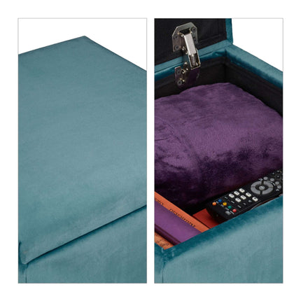Tabouret en velours avec rangement