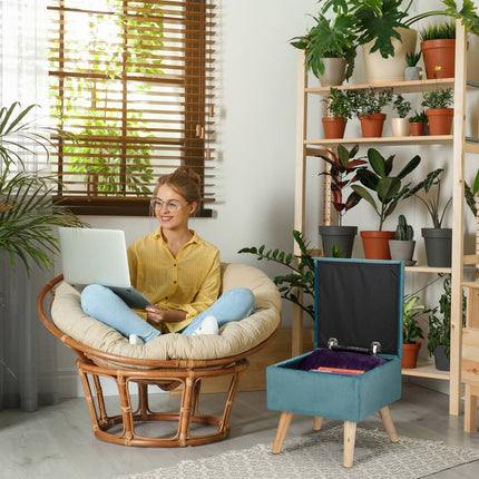 Tabouret en velours avec rangement