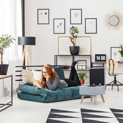 Tabouret en velours avec rangement
