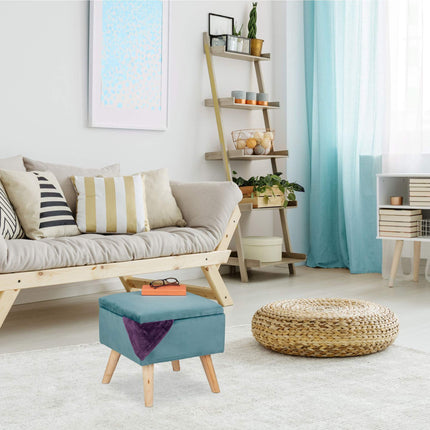 Tabouret en velours avec rangement
