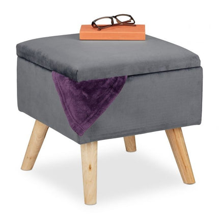 Tabouret en velours avec rangement