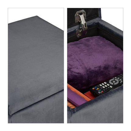 Tabouret en velours avec rangement