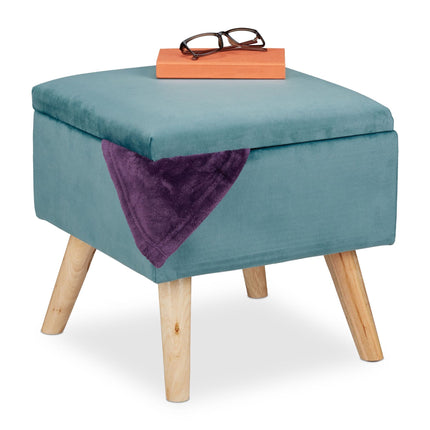 Tabouret en velours avec rangement