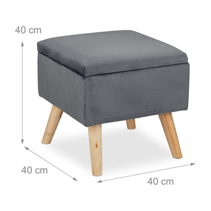 Tabouret en velours avec rangement