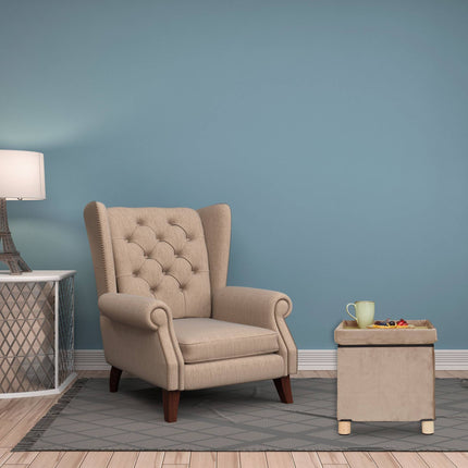 Tabouret en velours avec plateau