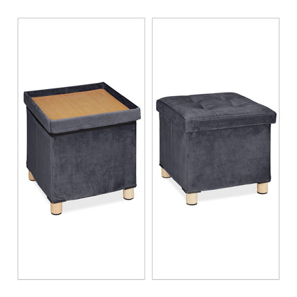 Tabouret en velours avec plateau