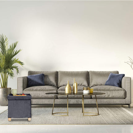 Tabouret en velours avec plateau