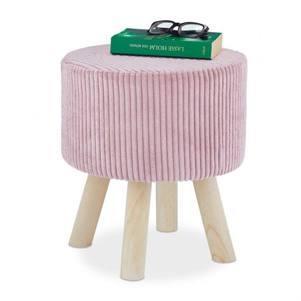 Tabouret en velours avec pieds en bois