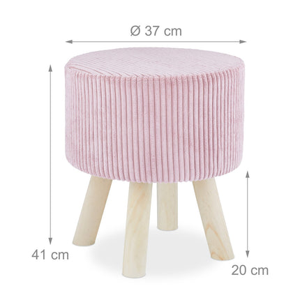Tabouret en velours avec pieds en bois