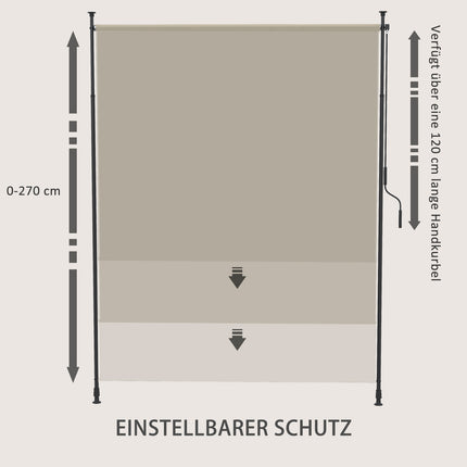 Senkrecht ausfahrbare Markise, 200x292 cm, Sandfarbe