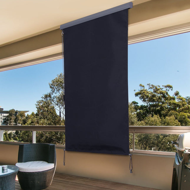 Balkonmarkise – Polyester Aluminium, 120x200cm, Windschutz