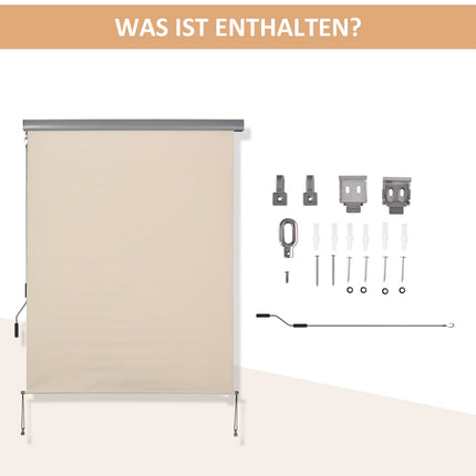 Balkonmarkise, Windschutz, Handkurbel, 140x200cm