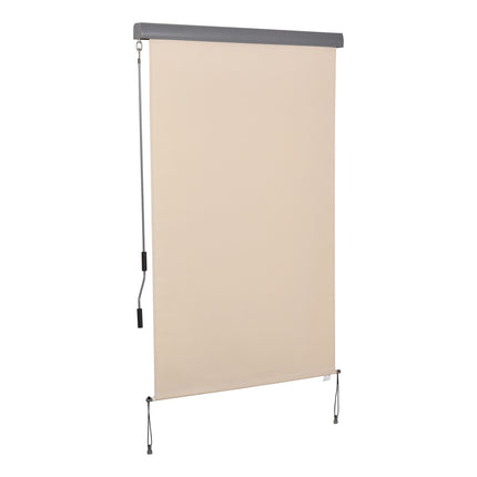 Cremeweiße Balkonmarkise – Handkurbel, Windschutz, 120x200 cm