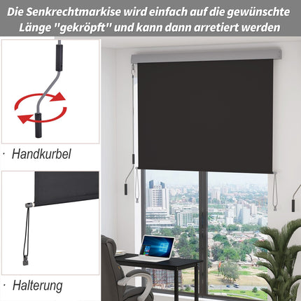 Balkonbespannung mit Handkurbel, 100x140cm