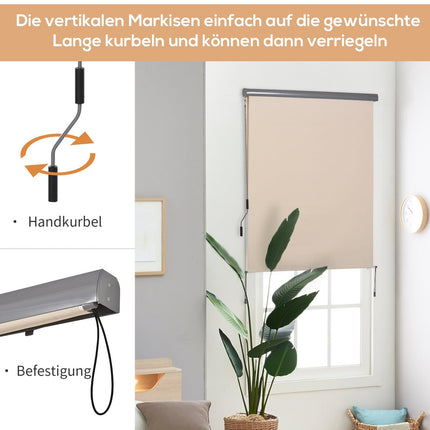 Balkon-Seitenmarkise, Kurbel, 160x250 cm