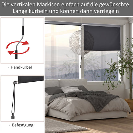 Balcony Awning Wind & Privacy Screen, Hand Crank, 160x250Cm