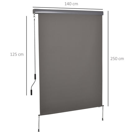 Balcony Awning Screen - Wind Protection & Privacy, Grey, 140x250 cm
