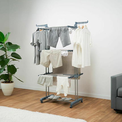 Vertical Clothes Dryer with Wheels InnovaGoods Dolver, 24 Bars, Clothes Folder