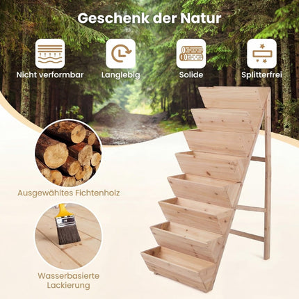 Vertikales Gartenbeet mit 8 Etagen, Pflanzkästen aus Tannenholz